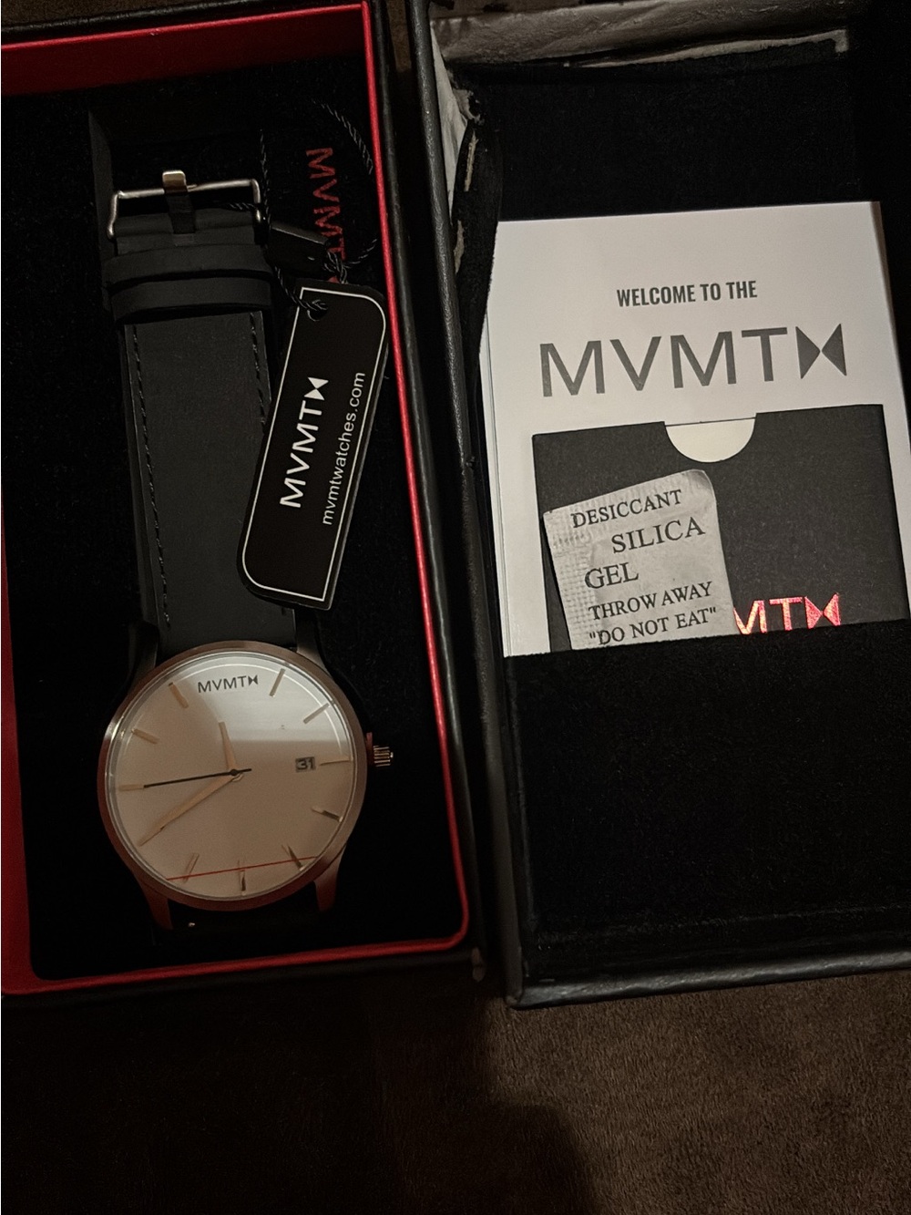 MVMT Rose Gold Case Watch with Black Strap and Cream Dial